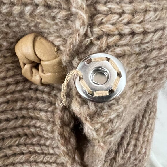MANOUSH Cardigan Size L Large Beige Tan Hand Knit Sweater Wool Button RARE - Picture 5 of 7